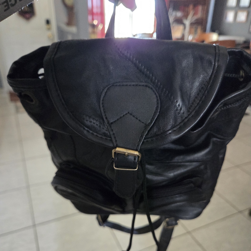 Small Black Leather Backpack